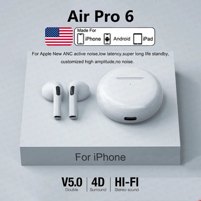 Original Air Pro 6 Pods TWS Wireless Bluetooth Earphones In Ear Earbuds Earpod Headset For Airpodding Apple iPhone Headphones