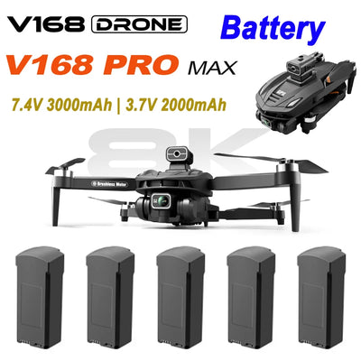 V168 Pro Max GPS Drone Battery 7.4V 3000mAh RC Quadcopter Original 3.7V 2000mAh V168 Spare Battery Dron Parts Accessories