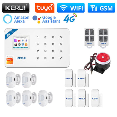 KERUI W184 Home Smart Security Alarm System WiFi 4G GSM Wireless Tuya Control App 1.7 Inch Color Screen Voice Prompt Host