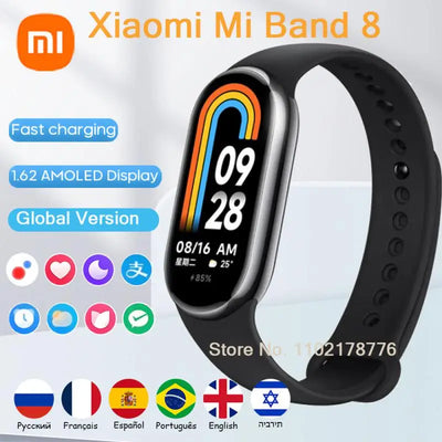 Xiaomi Mi Band 8 Global Version Smart Bracelet 8 1.62 AMOLED Screen Miband8 Blood Oxygen Fitness Traker Waterproof Wristbands