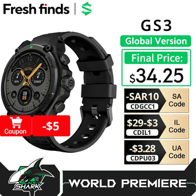 [World Premiere]Blackshark GS3 Smart Watch Global Version 1.43"AMOLED Display GPS Satellite Positioning 21 Day Battery Life 5ATM