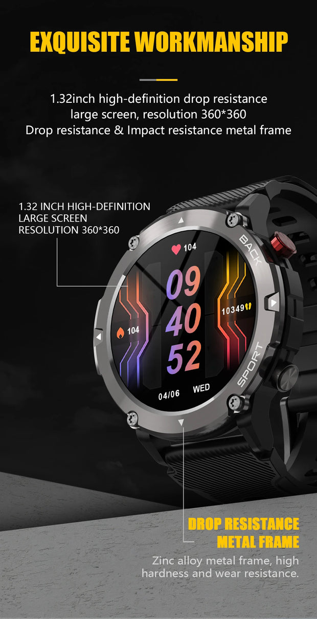 CUBOT C21 Waterproof Smart Watch Men 1.32 Inch Fitness Tracker Sport Wrist Smartwatch For Android IOS Outdoor Bluetooth Call